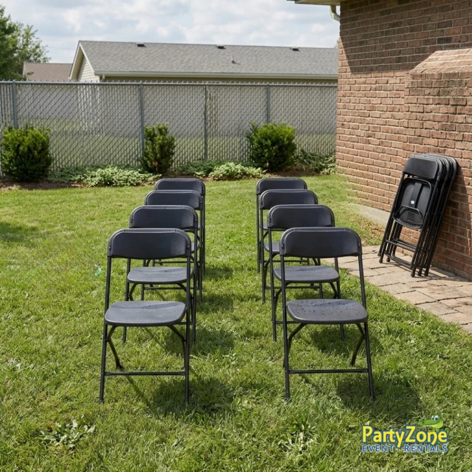 Folding chair rental for Gretna LA parties and events, delivered and picked up by the crew