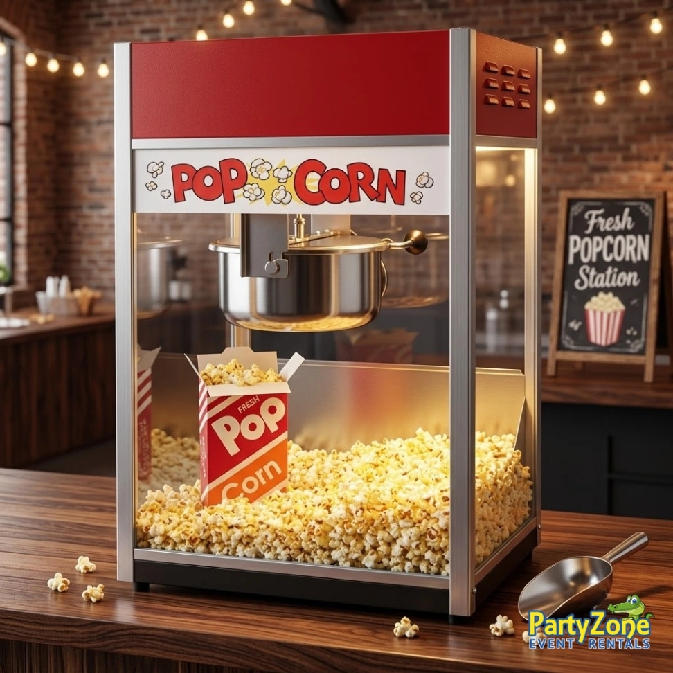 Popcorn machine rental for Gretna LA backyard parties and block parties, pops fresh all afternoon